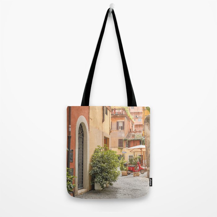 Street In Rome Photo | Travel Photography In Italy Art Print | Colorful Trastevere Houses Tote Bag Gallery Image 2