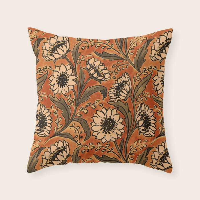 Sunflowers - Rust Throw Pillow Gallery Image 1