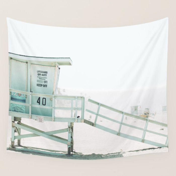 Lifeguard Tower California Beach Life Wall Tapestry Gallery Image 4
