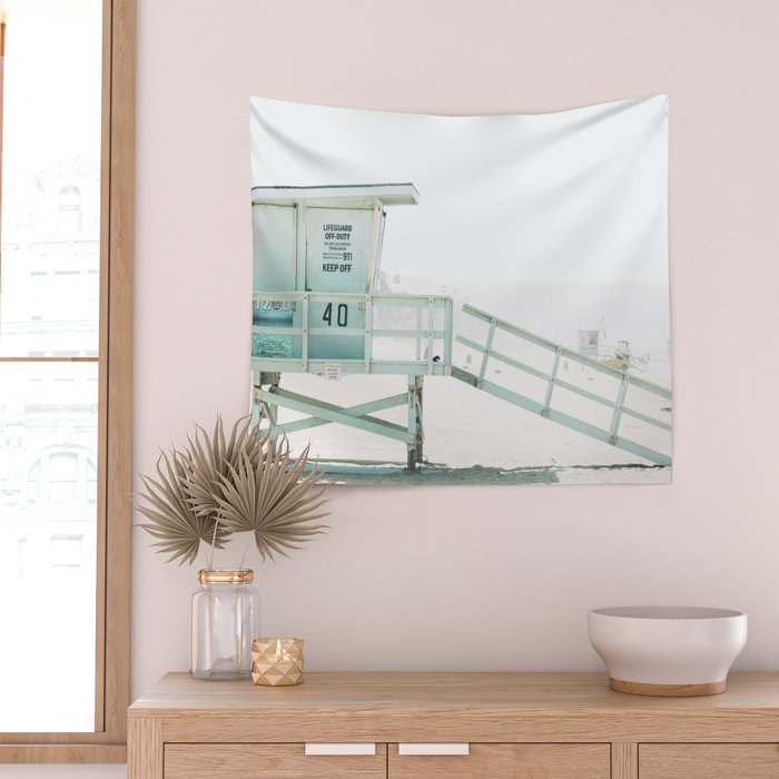 Lifeguard Tower California Beach Life Wall Tapestry Gallery Image 2