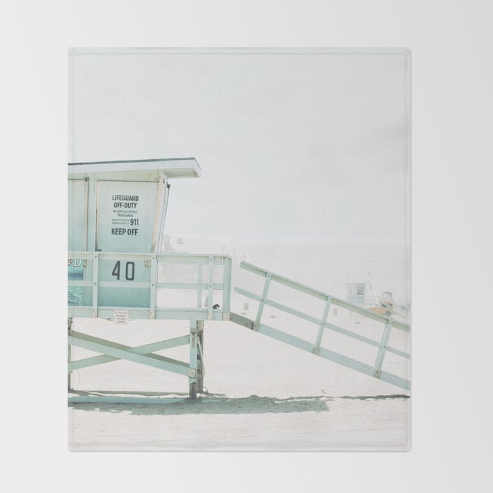 Lifeguard Tower California Beach Life Throw Blanket Gallery Image 2