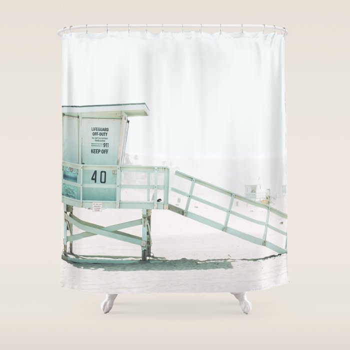 Lifeguard Tower California Beach Life Shower Curtain Gallery Image 1