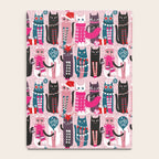 Feline Christmas vibes // pastel pink background green fuchsia pink white and black kittens Notebook Gallery Image 4
