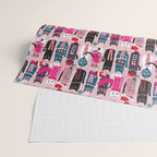 Feline Christmas vibes // pastel pink background green fuchsia pink white and black kittens Wrapping Paper Gallery Image 2
