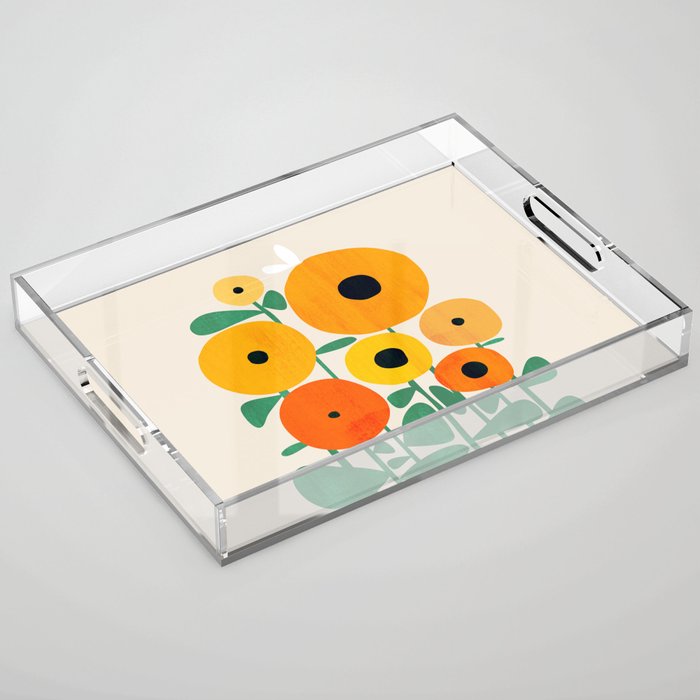Sunflower and Bee Acrylic Tray Gallery Image 1