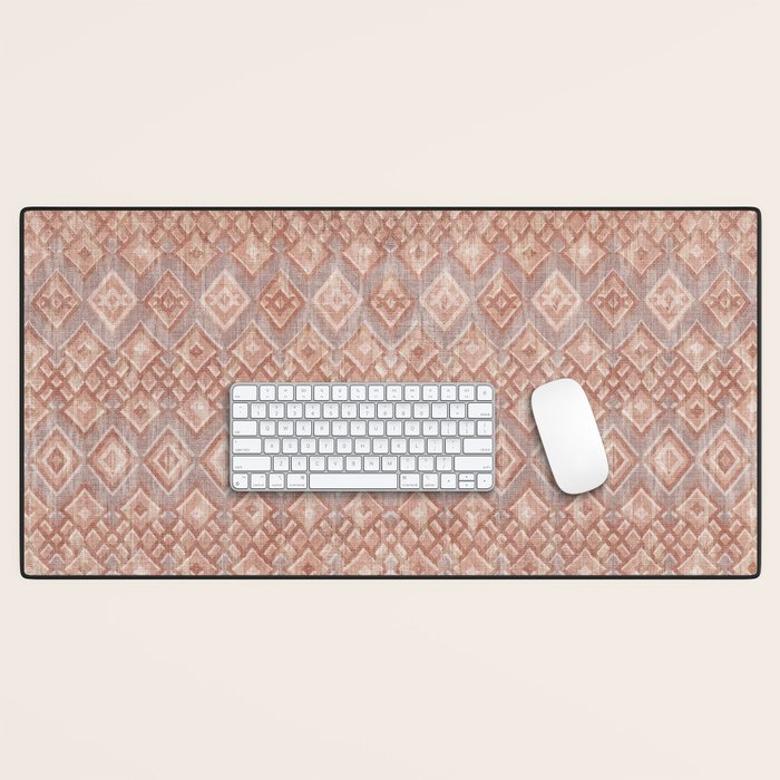 Abstract boho geometric tribal - terracotta Desk Mat Gallery Image 1