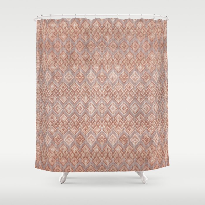 Abstract boho geometric tribal - terracotta Shower Curtain Gallery Image 1