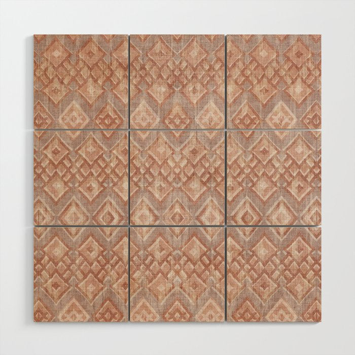 Abstract boho geometric tribal - terracotta Wood Wall Art Gallery Image 1