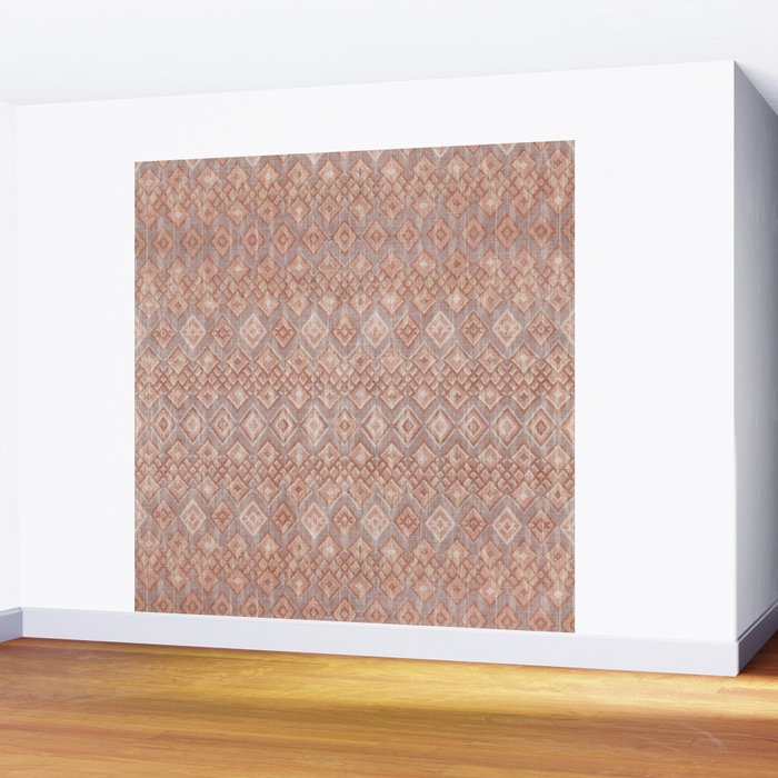 Abstract boho geometric tribal - terracotta Wall Mural Gallery Image 2