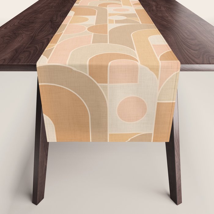 Abstract Bauhaus Shapes - Neutral Colors Table Runner Gallery Image 1