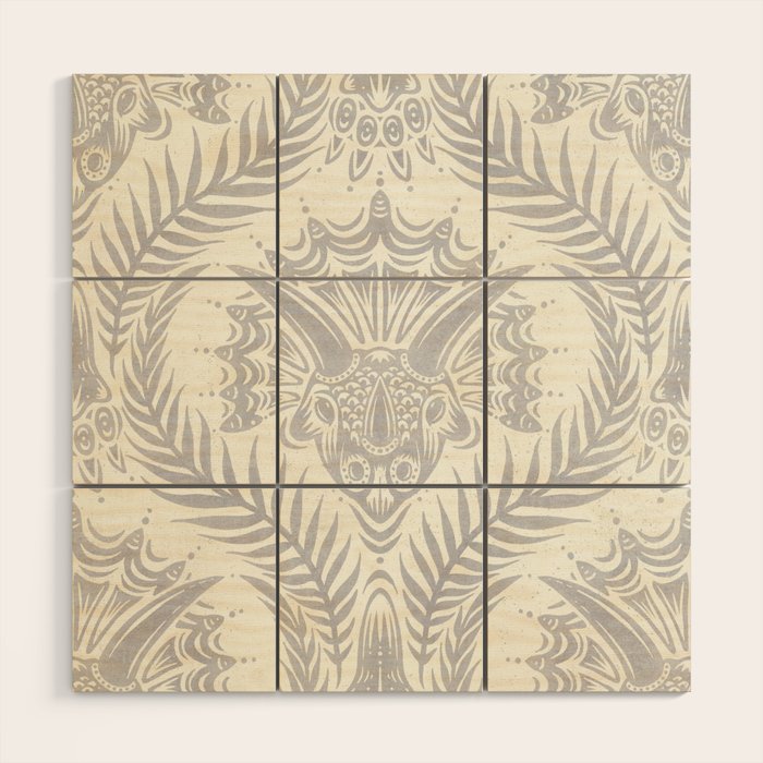 Triceratops Damask Wood Wall Art Gallery Image 1
