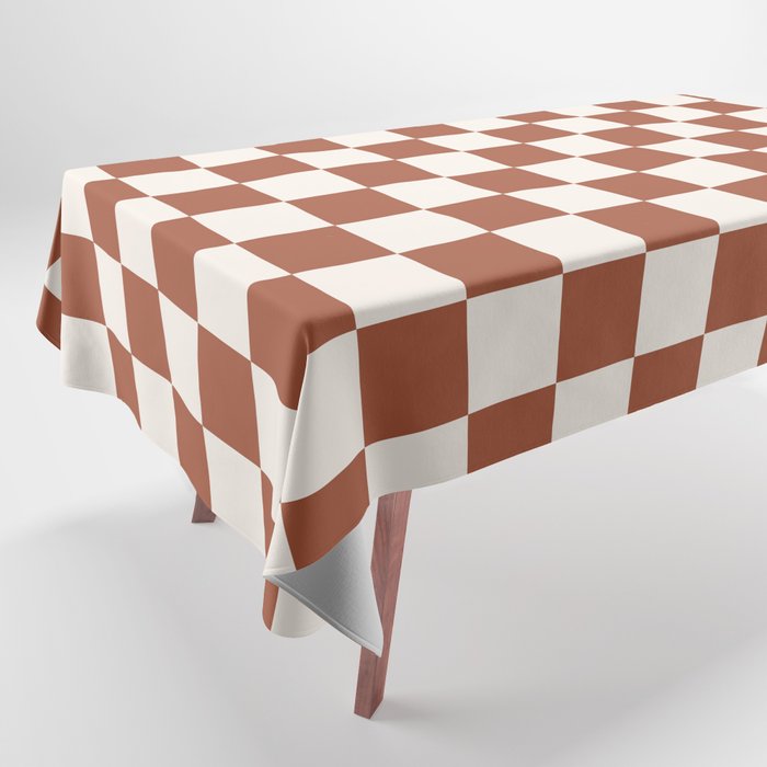 Check Rust Checkered Checkerboard Geometric Earth Tones Terracotta Modern Minimal Chocolate Pattern Tablecloth Gallery Image 1