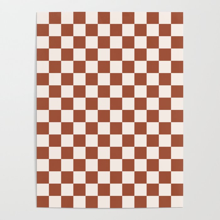 Check Rust Checkered Checkerboard Geometric Earth Tones Terracotta Modern Minimal Chocolate Pattern Poster Gallery Image 4