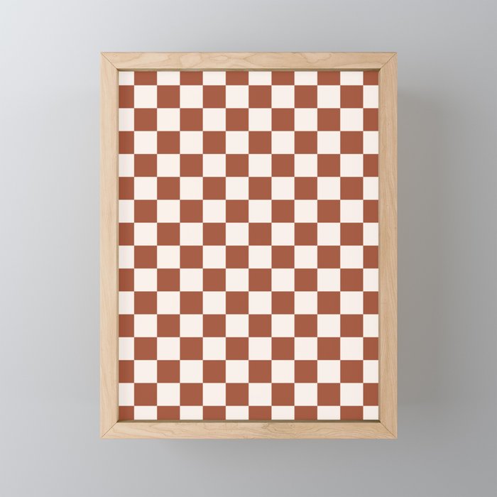 Check Rust Checkered Checkerboard Geometric Earth Tones Terracotta Modern Minimal Chocolate Pattern Mini Art Print Gallery Image 1
