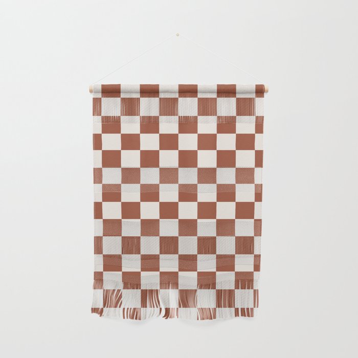 Check Rust Checkered Checkerboard Geometric Earth Tones Terracotta Modern Minimal Chocolate Pattern Wall Hanging Gallery Image 1