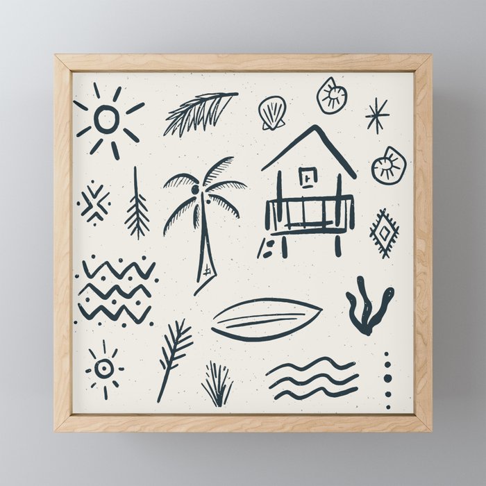 Modern Surf Shack . Navy Mini Art Print Gallery Image 1