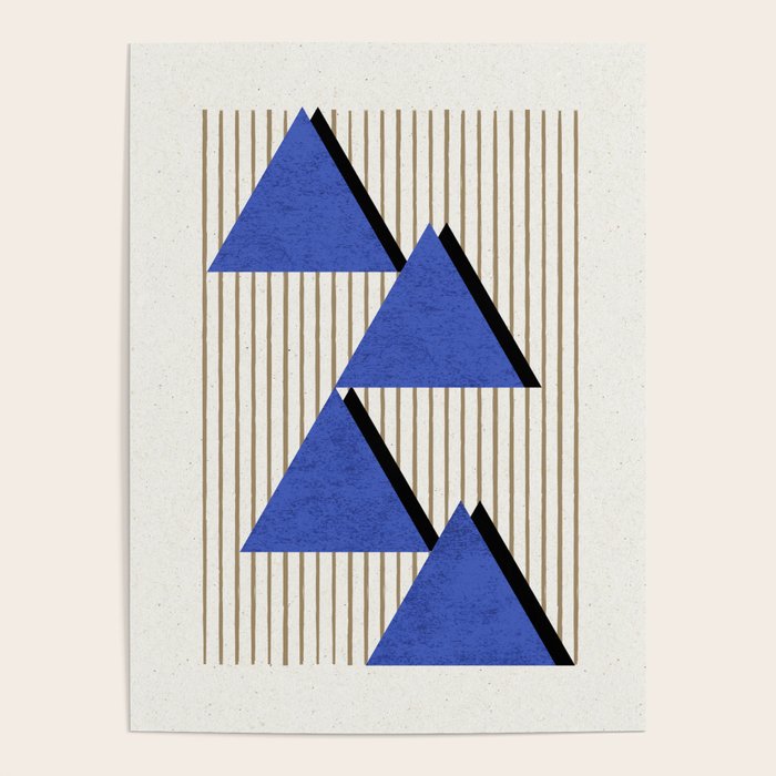 Triangles Navy Blue Stripes Poster Gallery Image 1