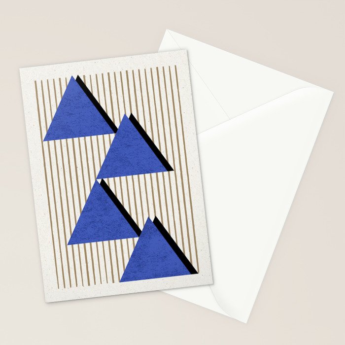 Triangles Navy Blue Stripes Stationery Card Gallery Image 2