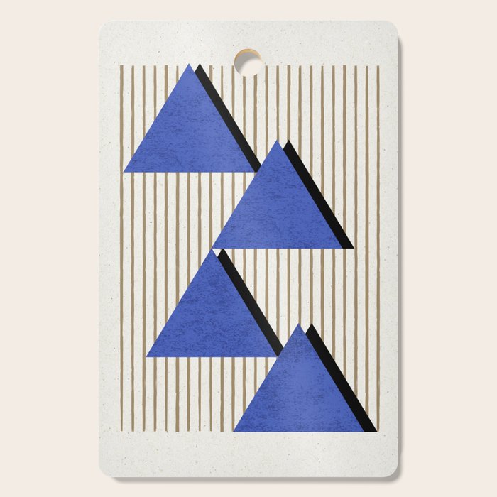 Triangles Navy Blue Stripes Cutting Board Gallery Image 1