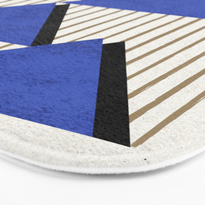 Triangles Navy Blue Stripes Bath Mat Gallery Image 3