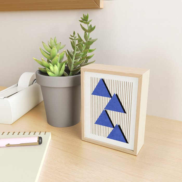 Triangles Navy Blue Stripes Mini Art Print Gallery Image 2