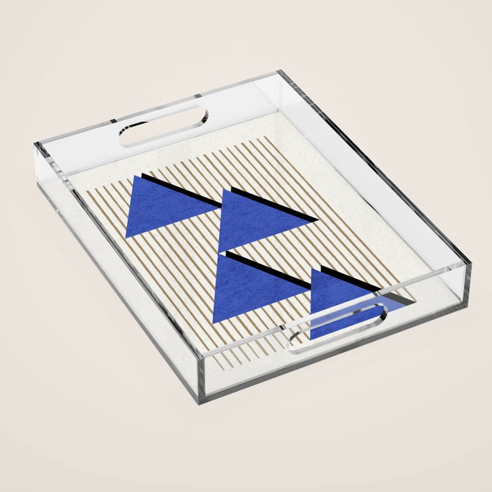 Triangles Navy Blue Stripes Acrylic Tray Gallery Image 1