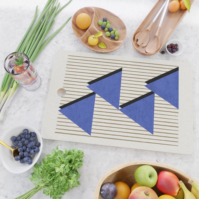 Triangles Navy Blue Stripes Cutting Board Gallery Image 2