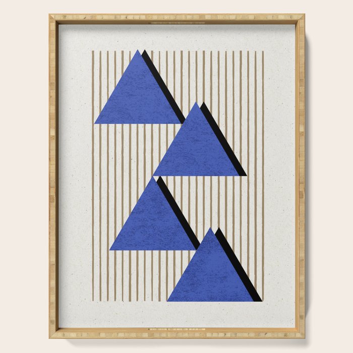 Triangles Navy Blue Stripes Serving Tray Gallery Image 1