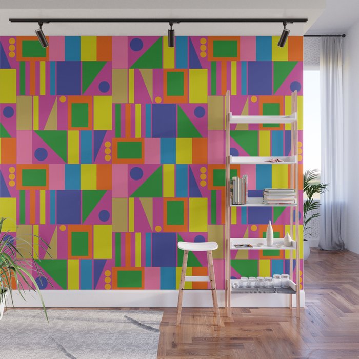 Fun Colorful Mid Century Modern Modtastic Abstract Geometric Pattern Wall Mural Gallery Image 1