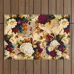 Vintage & Shabby Chic -  Nostalgic Winter Florals Pattern Outdoor Rug Gallery Image 1