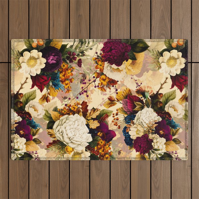 Vintage & Shabby Chic -  Nostalgic Winter Florals Pattern Outdoor Rug Gallery Image 1