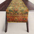 Tabriz Green Orange Rug Print Table Runner Gallery Image 1