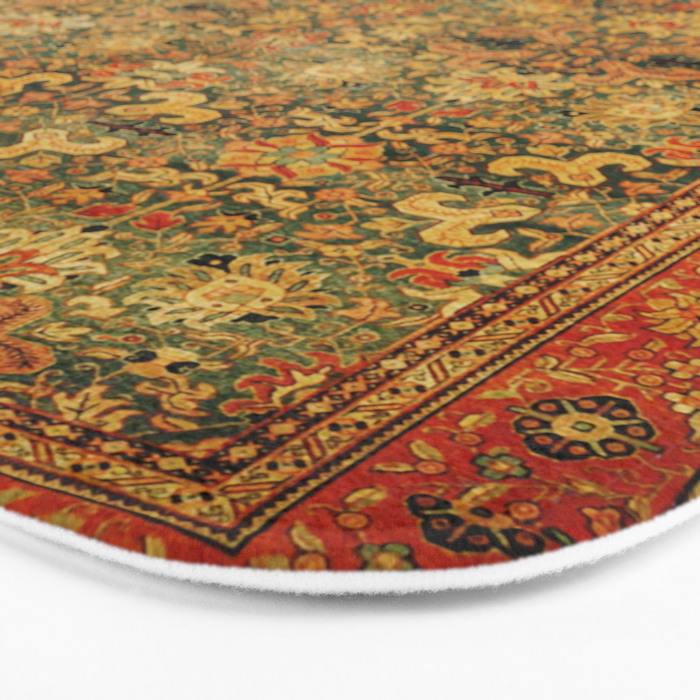 Tabriz Green Orange Rug Print Bath Mat Gallery Image 3