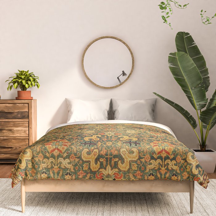 Tabriz Green Orange Rug Print Comforter Gallery Image 3