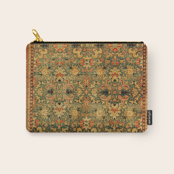 Tabriz Green Orange Rug Print Carry All Pouch Gallery Image 1