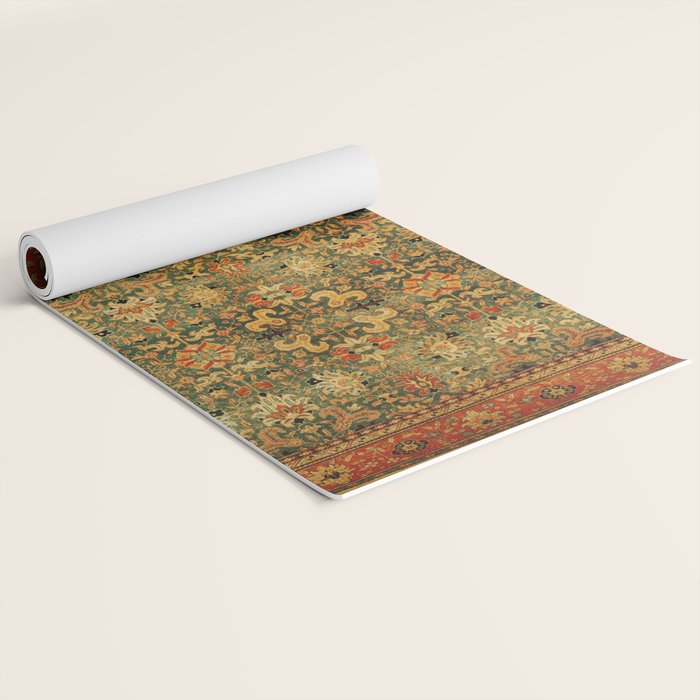 Tabriz Green Orange Rug Print Yoga Mat Gallery Image 2