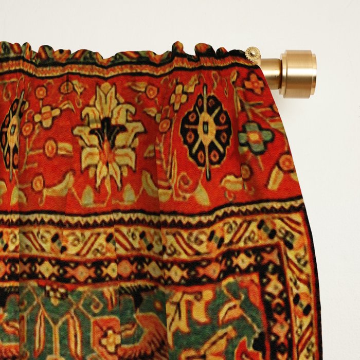 Tabriz Green Orange Rug Print Window Curtain Gallery Image 2