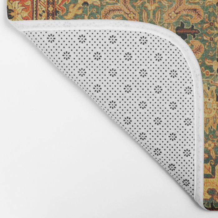 Tabriz Green Orange Rug Print Bath Mat Gallery Image 2