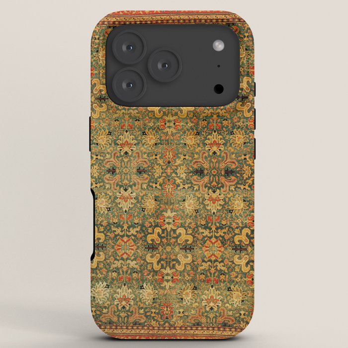 Tabriz Green Orange Rug Print iPhone Case Gallery Image 7