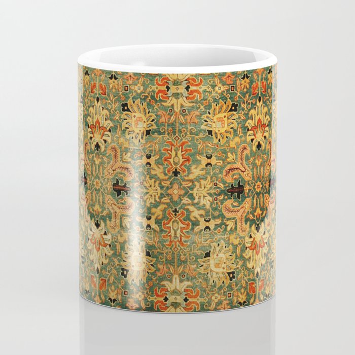 Tabriz Green Orange Rug Print Coffee Mug Gallery Image 4