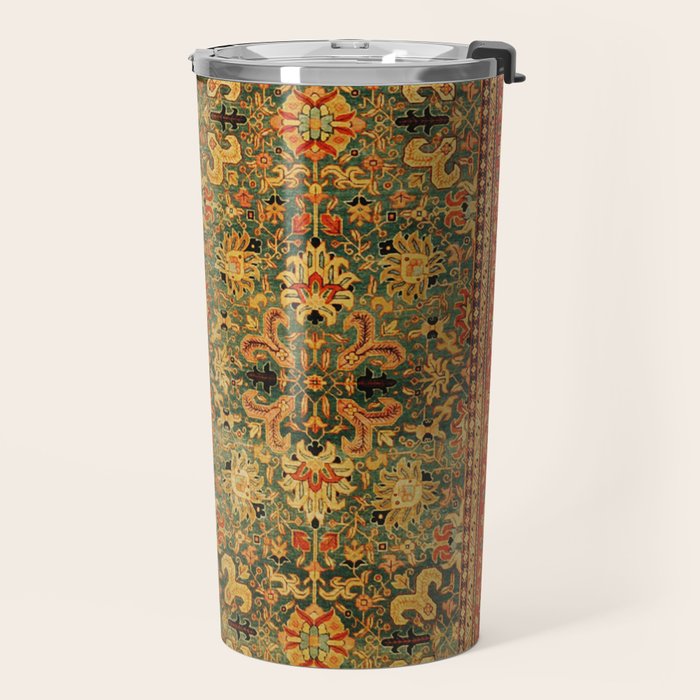 Tabriz Green Orange Rug Print Travel Mug Gallery Image 2