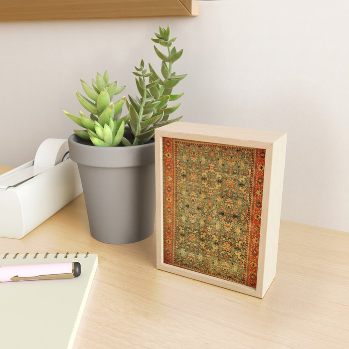 Tabriz Green Orange Rug Print Mini Art Print Gallery Image 2