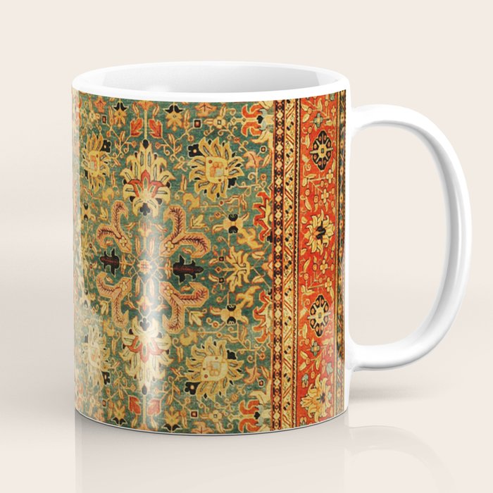 Tabriz Green Orange Rug Print Coffee Mug Gallery Image 1