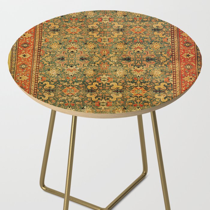 Tabriz Green Orange Rug Print Side Table Gallery Image 2