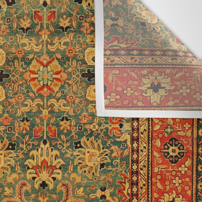 Tabriz Green Orange Rug Print Wall Tapestry Gallery Image 3