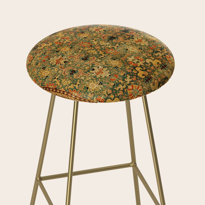 Tabriz Green Orange Rug Print Stool Gallery Image 2