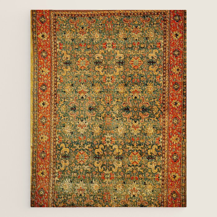 Tabriz Green Orange Rug Print Jigsaw Puzzle Gallery Image 1