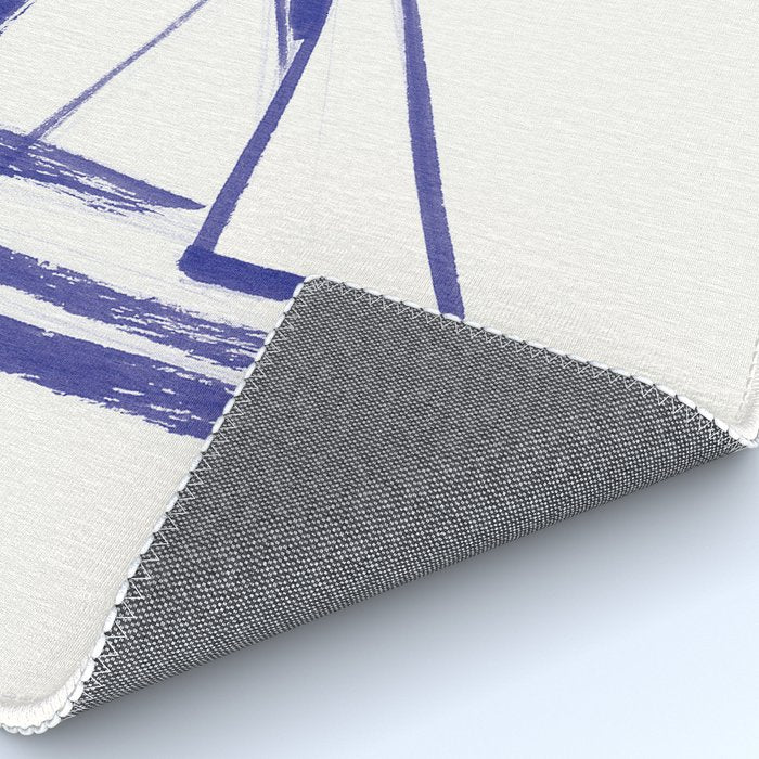 Sailboat Drawing - Blue White Rug Gallery Image 4