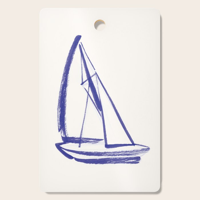 Sailboat Drawing - Blue White Cutting Board Gallery Image 1