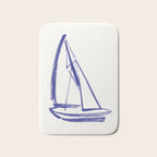 Sailboat Drawing - Blue White Bath Mat Gallery Image 1